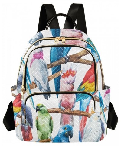 Bird Women Backpack Cockatoo Parrot Watercolor Anti-Theft Travel Backpack with Luggage Belt Lightweight Handbag Lady Purse Ro...