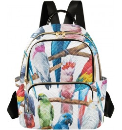 Bird Women Backpack Cockatoo Parrot Watercolor Anti-Theft Travel Backpack with Luggage Belt Lightweight Handbag Lady Purse Ro...