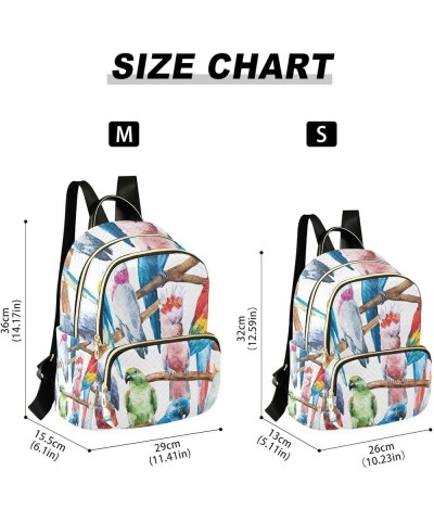 Bird Women Backpack Cockatoo Parrot Watercolor Anti-Theft Travel Backpack with Luggage Belt Lightweight Handbag Lady Purse Ro...