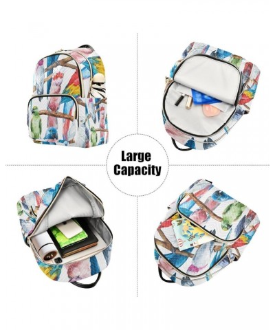 Bird Women Backpack Cockatoo Parrot Watercolor Anti-Theft Travel Backpack with Luggage Belt Lightweight Handbag Lady Purse Ro...