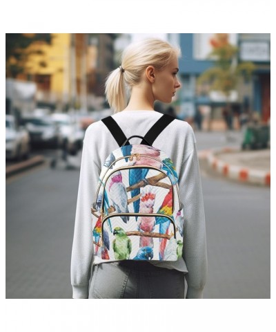 Bird Women Backpack Cockatoo Parrot Watercolor Anti-Theft Travel Backpack with Luggage Belt Lightweight Handbag Lady Purse Ro...