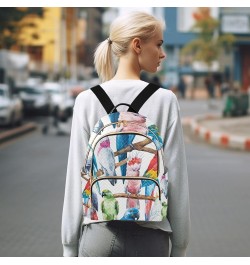 Bird Women Backpack Cockatoo Parrot Watercolor Anti-Theft Travel Backpack with Luggage Belt Lightweight Handbag Lady Purse Ro...