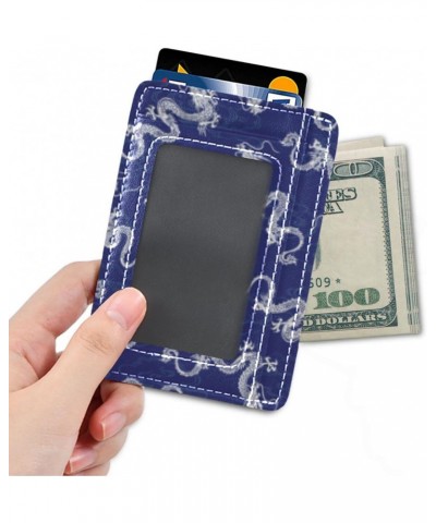 Japanese Style Dragon Slim Minimalist Wallet Small Card Wallets PU Leather Front Pocket Wallets $10.61 Wallets