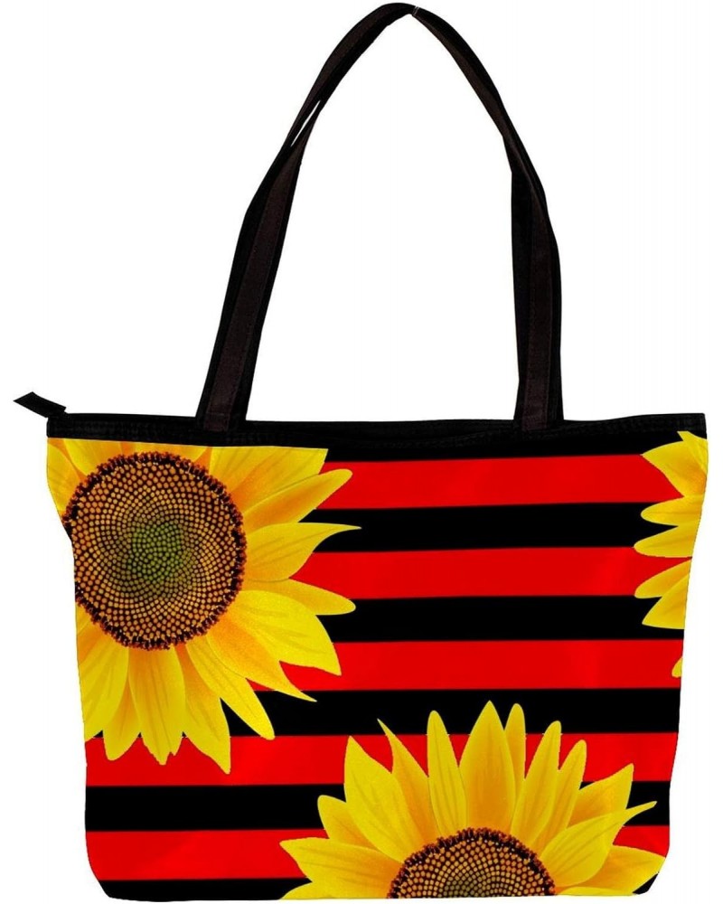 Handbag Sunflower Red And Black Stripe Size: 11.8x4.1x15.4 inches storage bag Handbag $14.29 Handbags