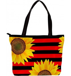 Handbag Sunflower Red And Black Stripe Size: 11.8x4.1x15.4 inches storage bag Handbag $14.29 Handbags