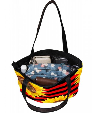 Handbag Sunflower Red And Black Stripe Size: 11.8x4.1x15.4 inches storage bag Handbag $14.29 Handbags