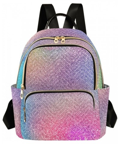 Backpack Purse for Women Colorful Sparkling Theme, Mini Fashion Backpack Shining Rainbow Unique Lightweight Casual Daypack Sh...