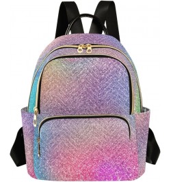 Backpack Purse for Women Colorful Sparkling Theme, Mini Fashion Backpack Shining Rainbow Unique Lightweight Casual Daypack Sh...