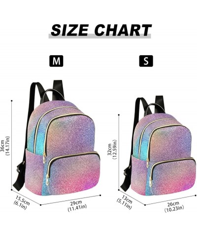 Backpack Purse for Women Colorful Sparkling Theme, Mini Fashion Backpack Shining Rainbow Unique Lightweight Casual Daypack Sh...