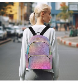 Backpack Purse for Women Colorful Sparkling Theme, Mini Fashion Backpack Shining Rainbow Unique Lightweight Casual Daypack Sh...