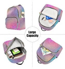 Backpack Purse for Women Colorful Sparkling Theme, Mini Fashion Backpack Shining Rainbow Unique Lightweight Casual Daypack Sh...