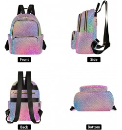 Backpack Purse for Women Colorful Sparkling Theme, Mini Fashion Backpack Shining Rainbow Unique Lightweight Casual Daypack Sh...