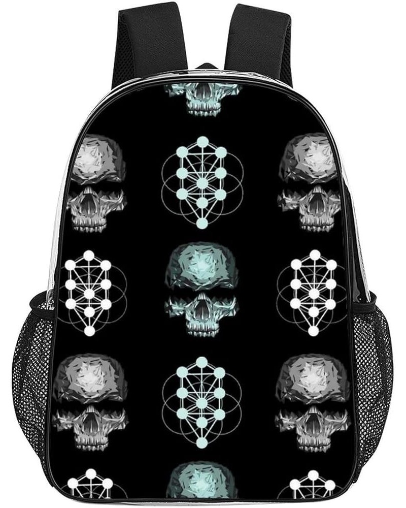 Clear Backpack with Padded Straps Side Pockets Compatible with Skull with Floral Backpack for Women Men Stadium Approved Work...