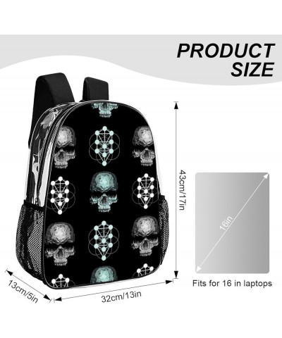 Clear Backpack with Padded Straps Side Pockets Compatible with Skull with Floral Backpack for Women Men Stadium Approved Work...