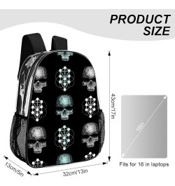 Clear Backpack with Padded Straps Side Pockets Compatible with Skull with Floral Backpack for Women Men Stadium Approved Work...