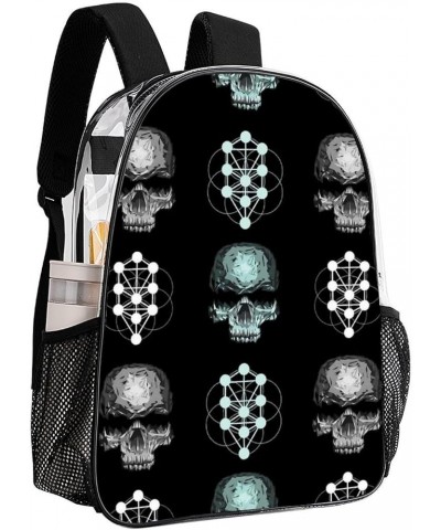 Clear Backpack with Padded Straps Side Pockets Compatible with Skull with Floral Backpack for Women Men Stadium Approved Work...