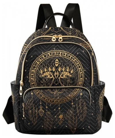 Small Backpack for Women Travel Bag Gold Ethnic Sun Dreamcatcher Daypack Purse Fashion Shoulder Bag Rucksack Medium B924 $13....