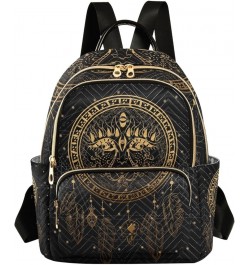 Small Backpack for Women Travel Bag Gold Ethnic Sun Dreamcatcher Daypack Purse Fashion Shoulder Bag Rucksack Medium B924 $13....