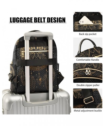 Small Backpack for Women Travel Bag Gold Ethnic Sun Dreamcatcher Daypack Purse Fashion Shoulder Bag Rucksack Medium B924 $13....