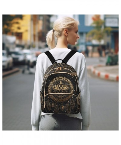 Small Backpack for Women Travel Bag Gold Ethnic Sun Dreamcatcher Daypack Purse Fashion Shoulder Bag Rucksack Medium B924 $13....