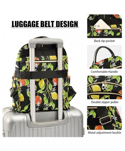 Women Backpack Avocado Flower Pineapple Gold Gorgeous Watercolor Lemon Orange Anti-Theft Travel Backpack with Luggage Belt Li...