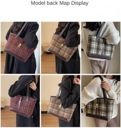 Fashionable Commuting Bag Woolen Large-Capacity Bag Women's Bag Autumn And Winter Shoulder Bag Fashionable Tote Bag Green Pla...