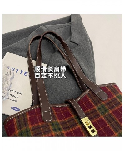 Fashionable Commuting Bag Woolen Large-Capacity Bag Women's Bag Autumn And Winter Shoulder Bag Fashionable Tote Bag Green Pla...