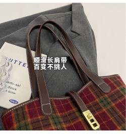 Fashionable Commuting Bag Woolen Large-Capacity Bag Women's Bag Autumn And Winter Shoulder Bag Fashionable Tote Bag Green Pla...