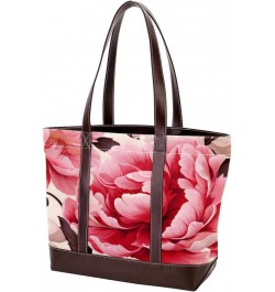 Peony Canvas Leather Mix Handbag - 13.3x4.7x12.2 in - Stylish and Durable Women's Satchel Bag $24.07 Satchels