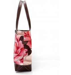 Peony Canvas Leather Mix Handbag - 13.3x4.7x12.2 in - Stylish and Durable Women's Satchel Bag $24.07 Satchels