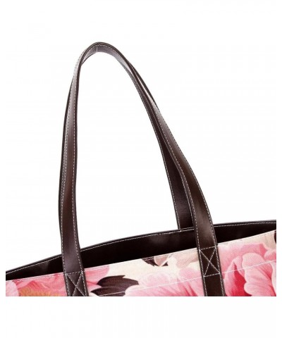 Peony Canvas Leather Mix Handbag - 13.3x4.7x12.2 in - Stylish and Durable Women's Satchel Bag $24.07 Satchels