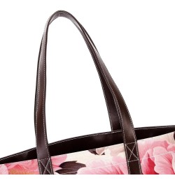 Peony Canvas Leather Mix Handbag - 13.3x4.7x12.2 in - Stylish and Durable Women's Satchel Bag $24.07 Satchels