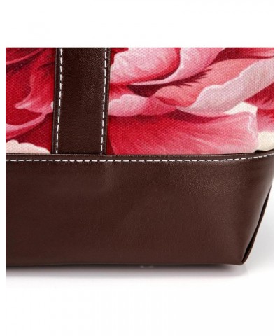 Peony Canvas Leather Mix Handbag - 13.3x4.7x12.2 in - Stylish and Durable Women's Satchel Bag $24.07 Satchels