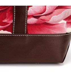 Peony Canvas Leather Mix Handbag - 13.3x4.7x12.2 in - Stylish and Durable Women's Satchel Bag $24.07 Satchels