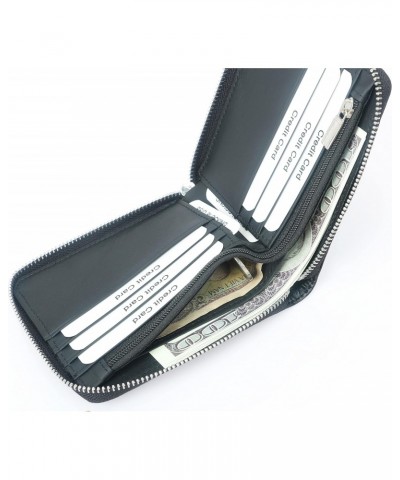 Zipper RFID Blocking Bifold Men's Security Zipper Wallet, Multi Credit Card Holder Holiday Gift Travel Wallet $13.75 Wallets