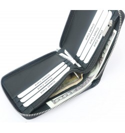 Zipper RFID Blocking Bifold Men's Security Zipper Wallet, Multi Credit Card Holder Holiday Gift Travel Wallet $13.75 Wallets