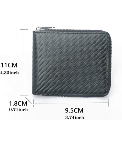 Zipper RFID Blocking Bifold Men's Security Zipper Wallet, Multi Credit Card Holder Holiday Gift Travel Wallet $13.75 Wallets