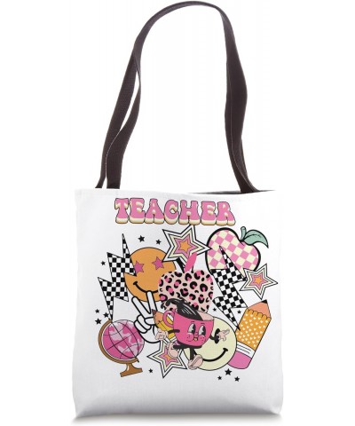 Retro Groovy Hippies Teacher Back To School Funny Gift Shirt Tote Bag $12.21 Totes