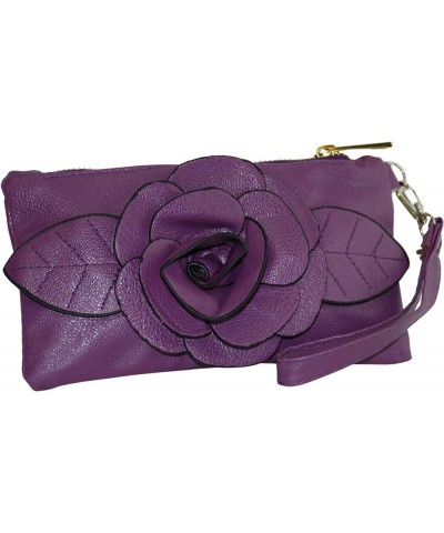 Flower Designed Wrislet Cellphone and Camera Pouch (Purple) Purple $8.51 Wallets