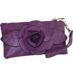 Flower Designed Wrislet Cellphone and Camera Pouch (Purple) Purple $8.51 Wallets