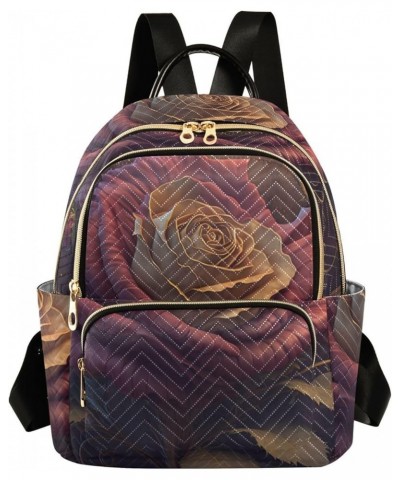 Women's Medium Fashion Backpack Ethereal Burgundy Rose Print Ladies Travel Daypack Aesthetic Shoulder Bag 10.2×5.1×12.5 IN $1...