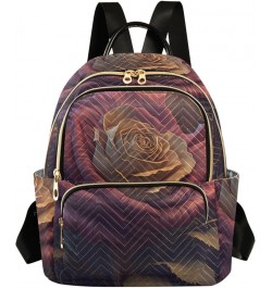 Women's Medium Fashion Backpack Ethereal Burgundy Rose Print Ladies Travel Daypack Aesthetic Shoulder Bag 10.2×5.1×12.5 IN $1...