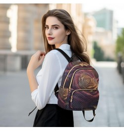 Women's Medium Fashion Backpack Ethereal Burgundy Rose Print Ladies Travel Daypack Aesthetic Shoulder Bag 10.2×5.1×12.5 IN $1...