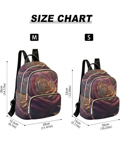 Women's Medium Fashion Backpack Ethereal Burgundy Rose Print Ladies Travel Daypack Aesthetic Shoulder Bag 10.2×5.1×12.5 IN $1...