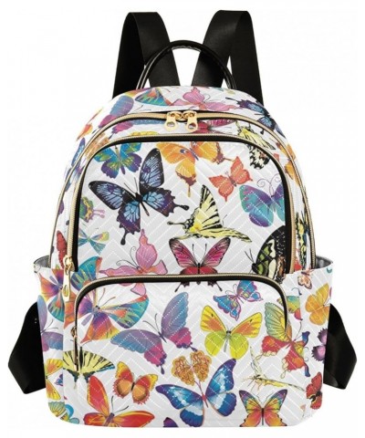 Beautiful Multicolored Butterflies Mini Backpack Purse for Women Travel Bag Fashion Daypack Back Pack Shoulder Bag Multicolor...