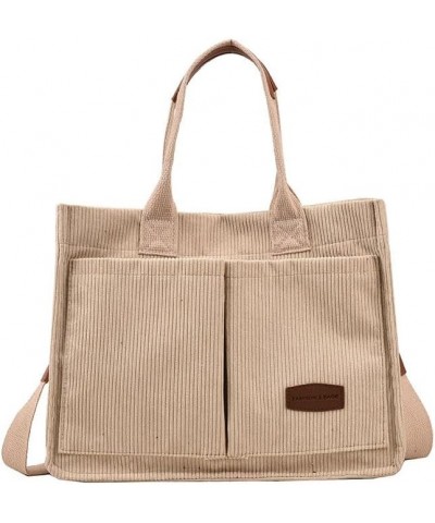 Multi-Pocket Corduroy Tote Bag for Women, Versatile Shoulder Crossbody Handbag with Handles for Work and Casual Use Khaki $9....