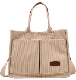 Multi-Pocket Corduroy Tote Bag for Women, Versatile Shoulder Crossbody Handbag with Handles for Work and Casual Use Khaki $9....