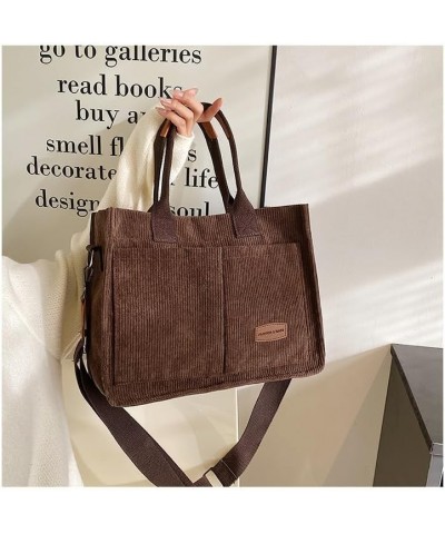 Multi-Pocket Corduroy Tote Bag for Women, Versatile Shoulder Crossbody Handbag with Handles for Work and Casual Use Khaki $9....