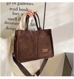 Multi-Pocket Corduroy Tote Bag for Women, Versatile Shoulder Crossbody Handbag with Handles for Work and Casual Use Khaki $9....