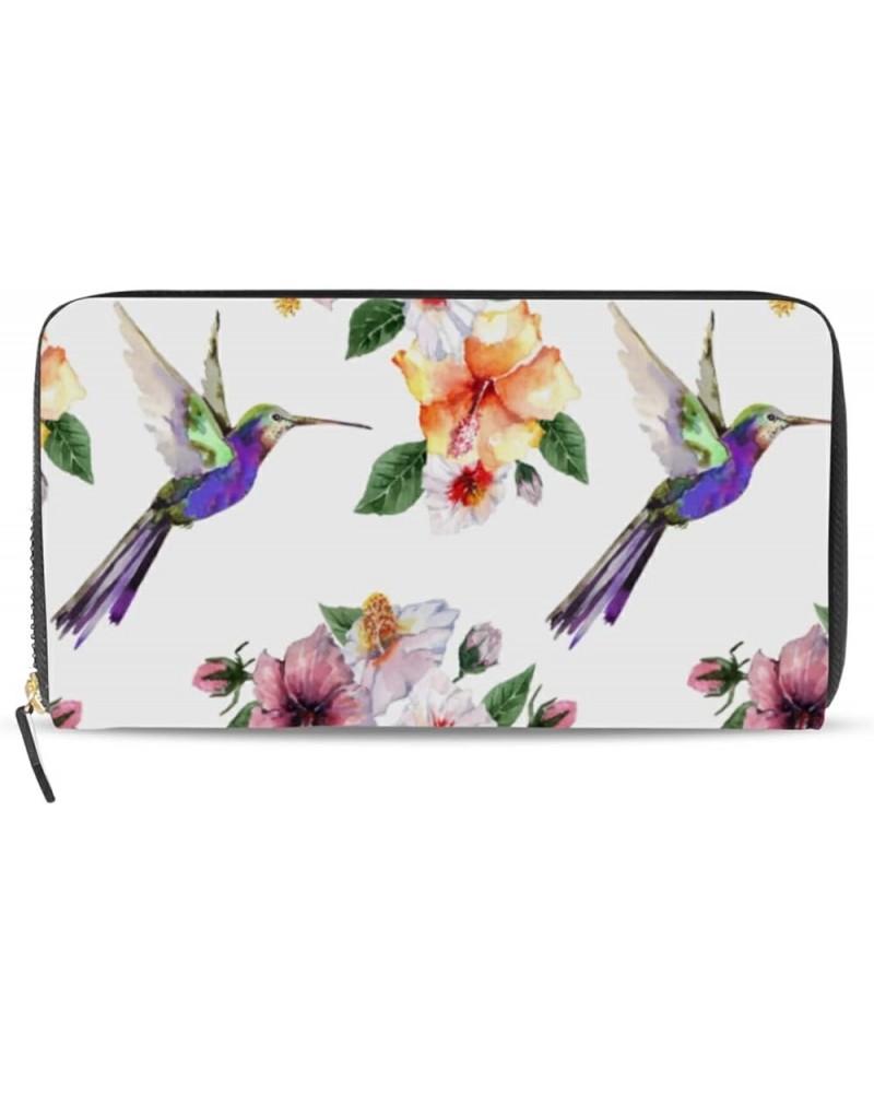 Retro Hummingbird Pattern Wallets for Women Card Holder Zipper Purse Phone Clutch Wallet Painting Wristlet with Wrist Strap H...